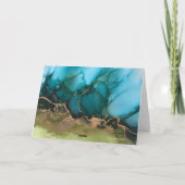 ティール(緑がかった色)ブラックブラスアルコールインクノテ空白のカード サンキューカード (裏面)