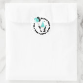 ティール(緑がかった色)&ブラック格言ハッピーニューイヤー ラウンドシール (バッグ)