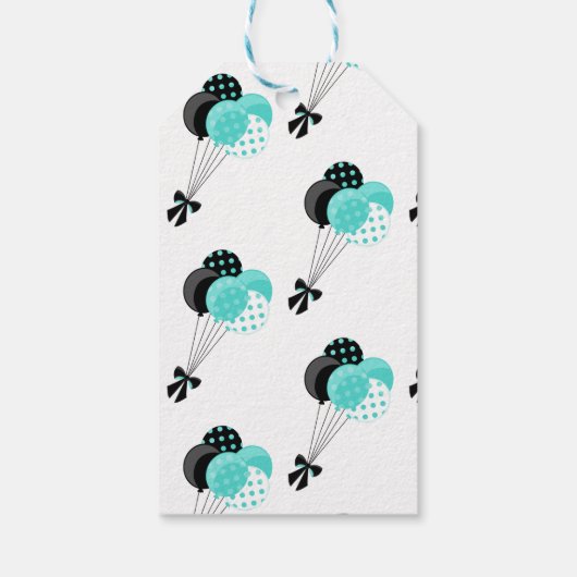 ティール（緑がかった色）&ブラック格言ハッピーホリデイズ ギフトタグ (裏面)