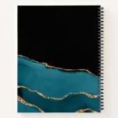 ティール（緑がかった色）ブラック金ゴールドアガートルック ノートブック (裏面)