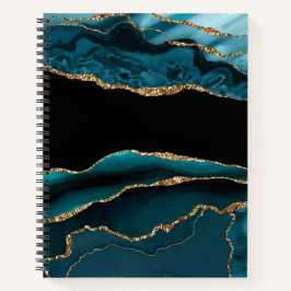 ティール（緑がかった色）ブラック金ゴールドアガートルック ノートブック