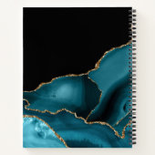 ティール（緑がかった色）ブラック金ゴールドアガートルック ノートブック (裏面)