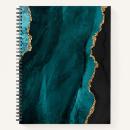 ティール（緑がかった色）ブラック金ゴールドアガートルック ノートブック