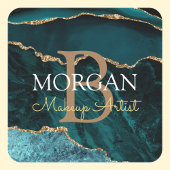 ティール(緑がかった色)ブラック金ゴールドアゲイトDIYネームモノグラム職業 スクエアシール