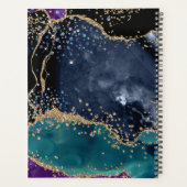 ティール（緑がかった色）ブラック金ゴールドアゲートモノグラムラグジュアモダンリー プランナー手帳 (裏面)