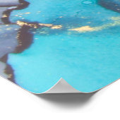 ティール(緑がかった色)ブラック金ゴールドアルコールインク流体Artabstract,art, ポスター (角)