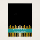 ティール(緑がかった色)ブラック金ゴールドシェブロンカスタムイヤリングカード (正面)