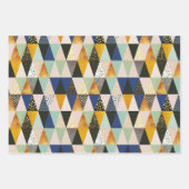 ティール(緑がかった色)ブラック金ゴールド幾何学的水玉模様ストライプ ラッピングペーパーシート (正面)