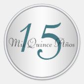 ティール(緑がかった色)、ブラック&シルバーキンセアニェラ封筒用シール ラウンドシール (正面)