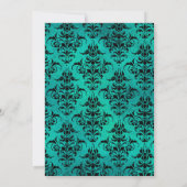 ティール(緑がかった色)、ブラック、金ゴールドフローラの仮想ブライダルシャワー 招待状 (裏面)