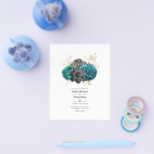 ティール(緑がかった色)、ブラック、金ゴールドフローラゴシック結婚ズ チラシ (シングル)