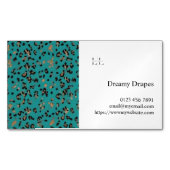 ティール（緑がかった色）、ブラック、金ゴールド、およびホワイトロゴ マグネット名刺 (正面)