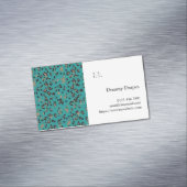ティール（緑がかった色）、ブラック、金ゴールド、およびホワイトロゴ マグネット名刺 (インサイチュ)