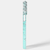 ティール（緑がかった色）ブラッシュメタル銀グリッターモノグラム名 Case-Mate iPhoneケース (裏面 / 右)