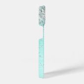 ティール（緑がかった色）ブラッシュメタル銀グリッターモノグラム名 iPhoneケース (右側面)