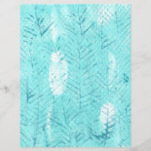 ティール（緑がかった色）ブランチターコイズホワイトスクラップブック紙 (裏面)