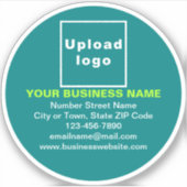 ティール（緑がかった色）ブランド緑の丸ビニールステッカー シール (正面)