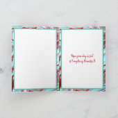 ティール（緑がかった色）ブルガンディマーブルアートハッピーバースデーフレンド カード (内部)