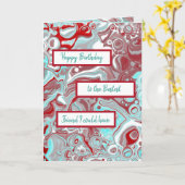 ティール（緑がかった色）ブルガンディマーブルアートハッピーバースデーフレンド カード (黄色い花)