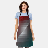 ティール(緑がかった色)・ブルゴーニュのグレーのツイスト エプロン (着用した状態)