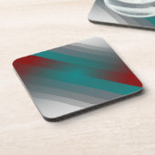 ティール（緑がかった色）ブルゴーニュグレイストライプ コースター (左側)