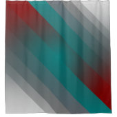 ティール（緑がかった色）ブルゴーニュグレイストライプ シャワーカーテン (正面)