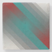 ティール（緑がかった色）ブルゴーニュグレイストライプ ストーンコースター (正面)