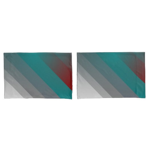 ティール(緑がかった色)ブルゴーニュグレイストライプ 枕カバー (フロントセット)