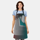 ティール（緑がかった色）ブルゴーニュグレーのページ エプロン (着用した状態)