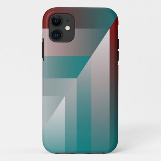 ティール(緑がかった色)ブルゴーニュグレー三角形 Case-Mate iPhoneケース (裏面)