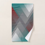 ティール(緑がかった色)ブルゴーニュグレー対称性 バスタオルセット (ハンドタオル)