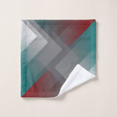 ティール(緑がかった色)ブルゴーニュグレー対称性 バスタオルセット (ウォッシュタオル)