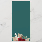 ティール(緑がかった色)ブルゴーニュバラとパンパスグラス メニュー (裏面)