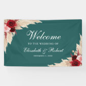 ティール（緑がかった色）ブルゴーニュバラ歓迎結婚の 横断幕 (横)