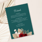 ティール（緑がかった色）ブルゴーニュバラ結婚ズ詳細カード 招待状