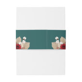 ティール（緑がかった色）ブルゴーニュバラ結婚ズ 招待状ベリーバンド (裏面例)