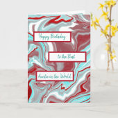 ティール(緑がかった色)ブルゴーニュ大理石フルードアートハッピーバースデー叔母 カード (黄色い花)