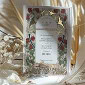 ティール(緑がかった色)ブルゴーニュ日付金ゴールド結婚の 箔招待状