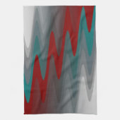 ティール(緑がかった色)ブルゴーニュ灰色の波 キッチンタオル (縦)