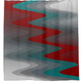 ティール（緑がかった色）ブルゴーニュ灰色の波 シャワーカーテン (正面)