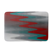 ティール（緑がかった色）ブルゴーニュ灰色の波 バスマット (正面)