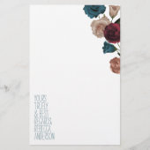 ティール（緑がかった色），ブルゴーニュ，ベージュバラパーソナル・スタフィック (正面)