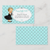 ティール（緑がかった色）ブルーおむつラッフルチケット エンクロージャーカード (正面/裏面)