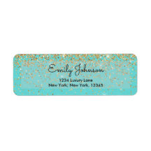 ティール（緑がかった色）ブルーおよびフェイクグリッタースパークル住所 シール