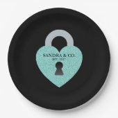 ティール（緑がかった色）ブルーお祝い誕生日シャワーティアラパーティー ペーパープレート (正面)