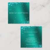 ティール（緑がかった色）ブルーかわいらしスパークルズ美しいメイクアップアーティスト スクエア名刺 (正面/裏面)