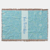 ティール(緑がかった色)ブルーとアクアウォーターカラーアートパーソナライズされた スローブランケット (正面)