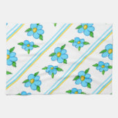 ティール(緑がかった色)ブルーとイエロー キッチンタオル (横)