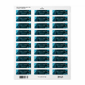 ティール（緑がかった色）ブルーとシルバーのアガテマーブル結婚ズ ラベル (フルシート)