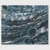 ティール(緑がかった色)ブルーとシルバーの大理石テクスチャルック ラッピングペーパー (フラット)